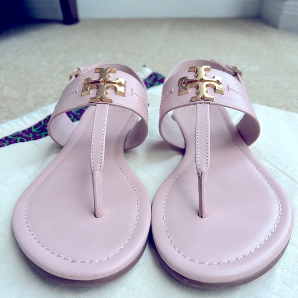 Tory Burch Everly T strapped flat thong sandal, light pink, size 9 - Picture 3 of 5